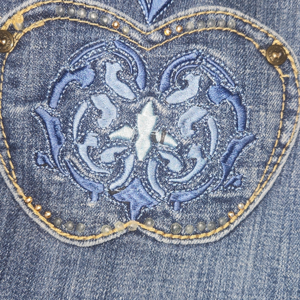 Apple Bottoms Distressed Straight Leg Jeans Size 9/10 - Picture 7 of 11